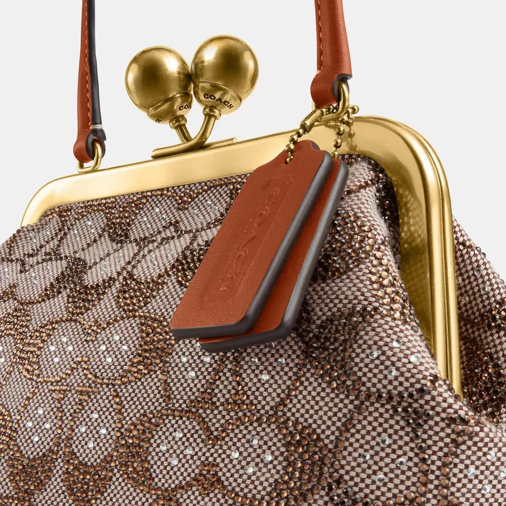 Coach Kisslock Frame Bag 16 In Crystal Signature Jacquard-NWOT - Picture 12 of 14